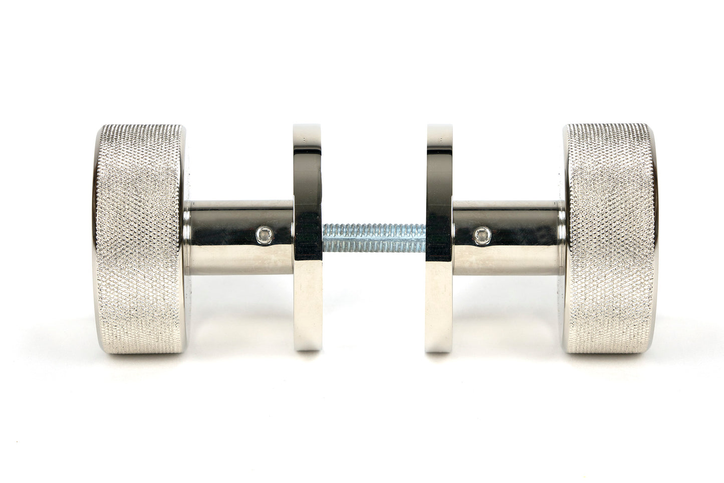 Polished Nickel Brompton Mortice/Rim Knob Set Side by side