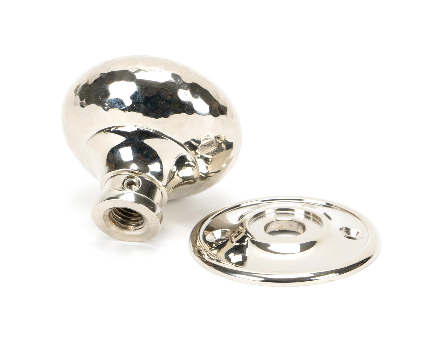 Polished Nickel Hammered Mushroom Mortice/Rim Knob Set
