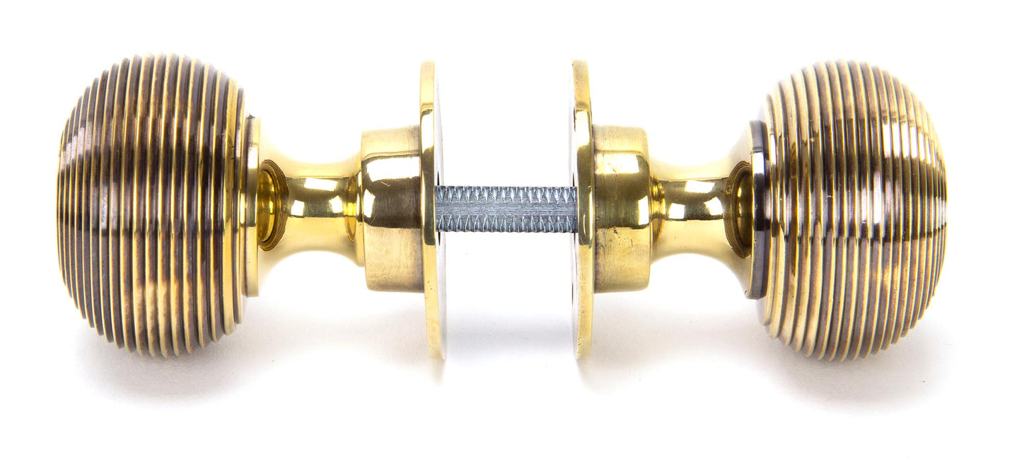 Aged Brass Heavy Beehive Mortice/Rim Knob Set