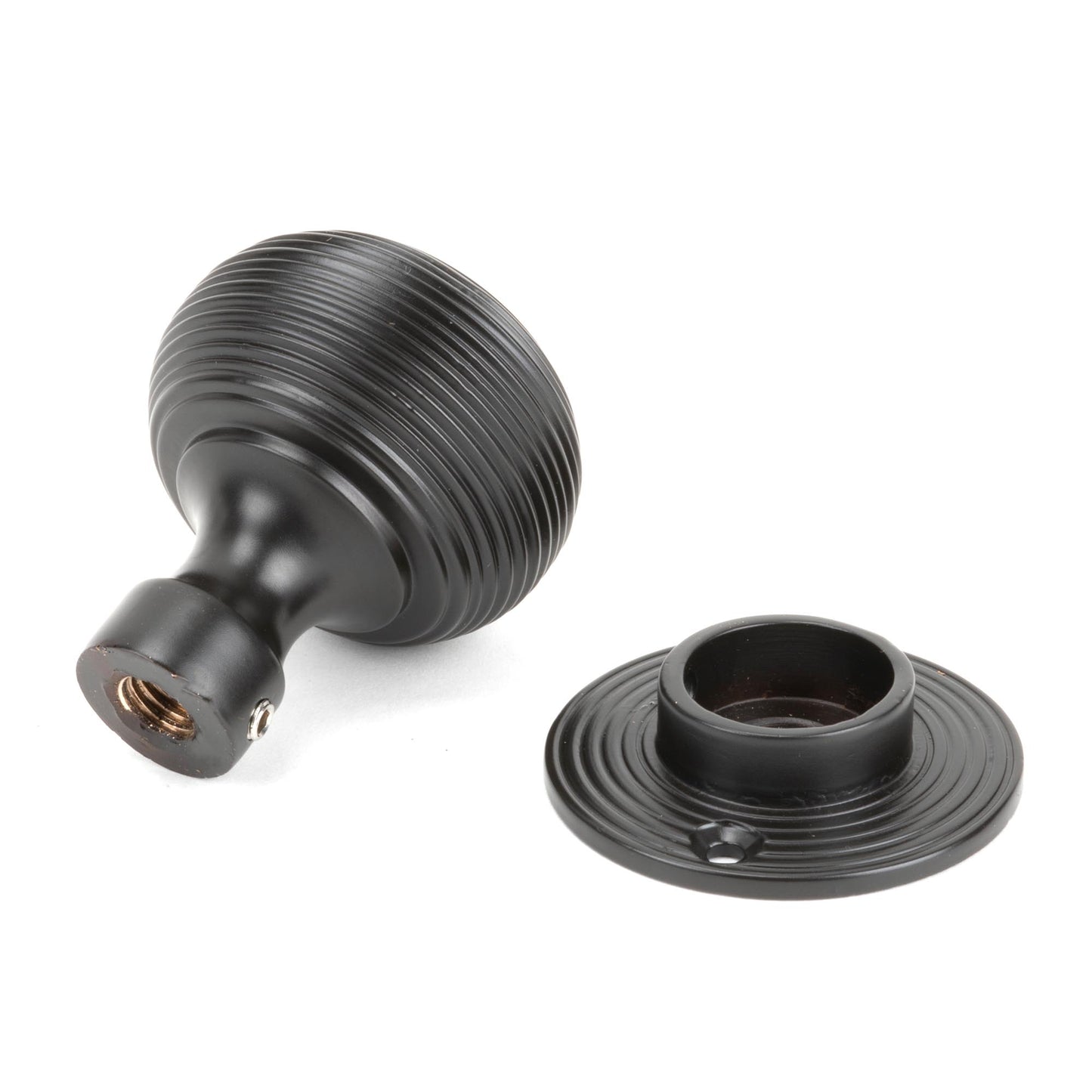 Matt Black Heavy Beehive Mortice/Rim Knob Set