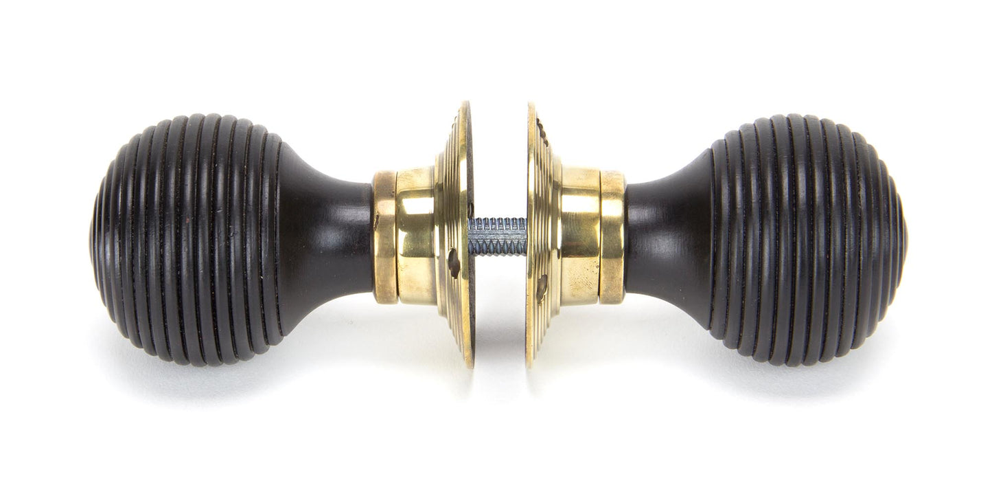 Ebony & Aged Brass Beehive Mortice/Rim Knob Set connected