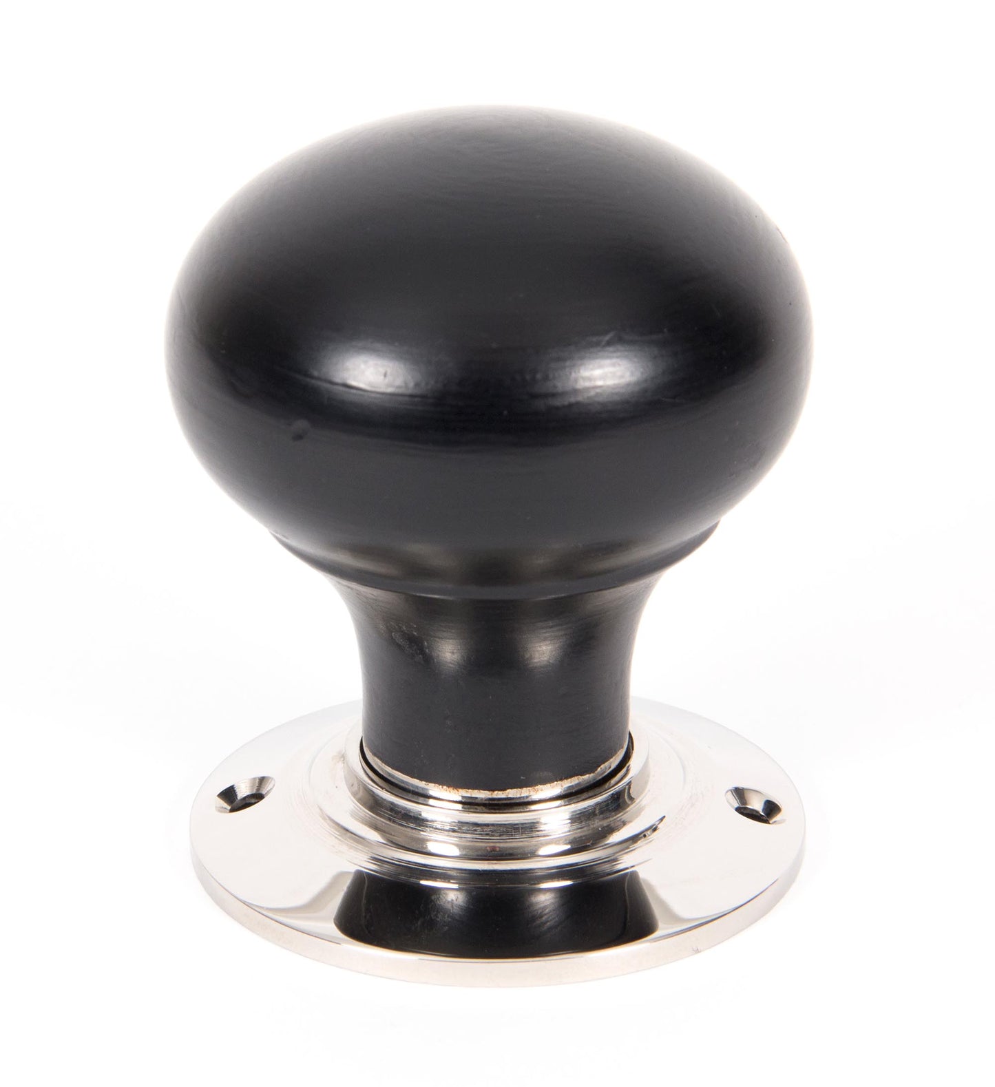 Ebony and Polished Nickel Bun Mortice/Rim Knob Set