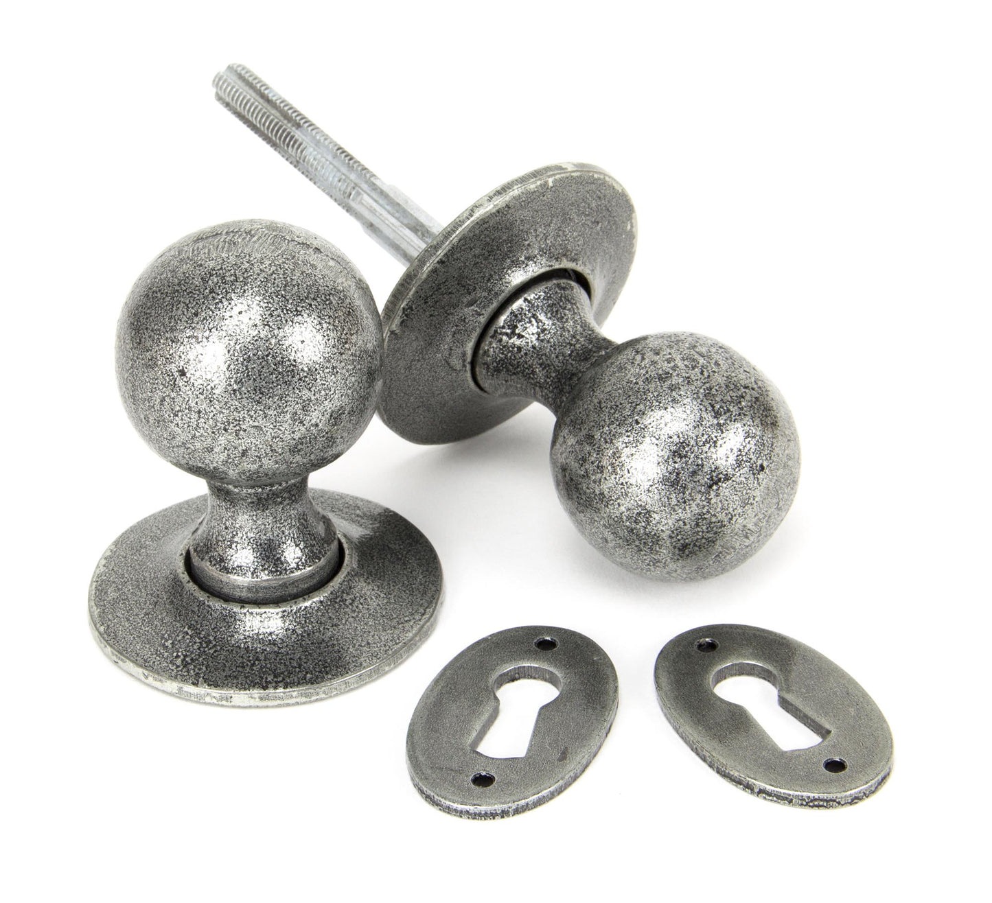 Pewter Patina Beeswax Round Mortice/Rim Knob Set