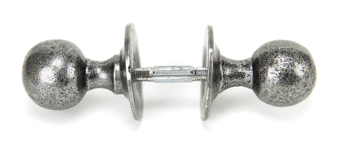 Pewter Patina Beeswax Round Mortice/Rim Knob Set