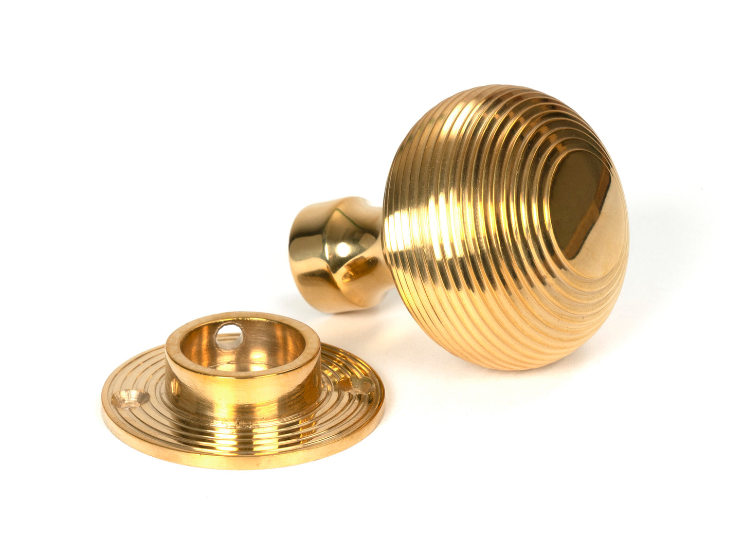 Polished Bronze Heavy Beehive Mortice/Rim Knob Set