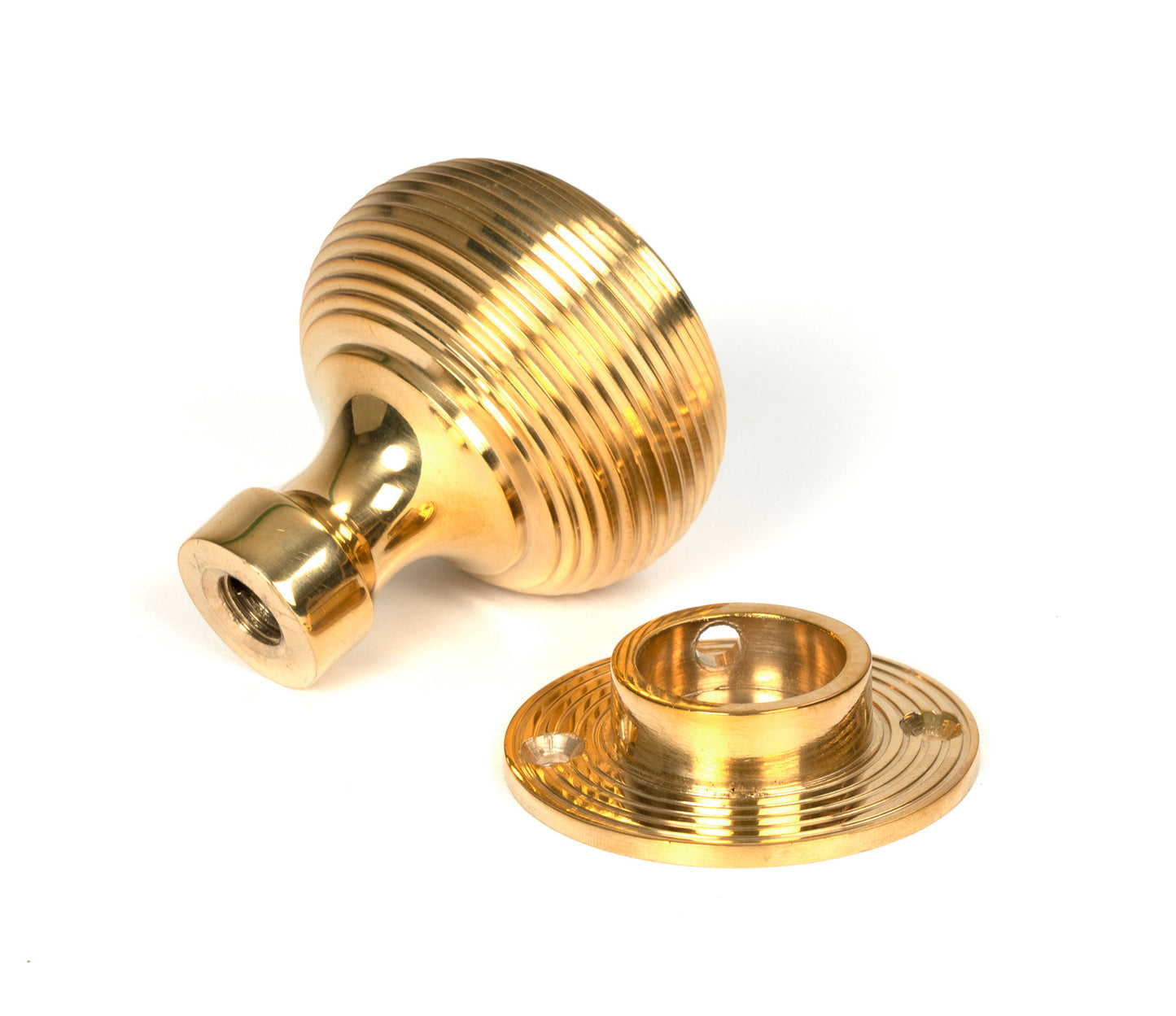 Polished Bronze Heavy Beehive Mortice/Rim Knob Set