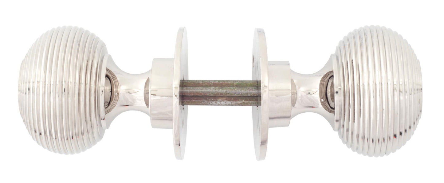 Polished Nickel Heavy Beehive Mortice/Rim Knob Set