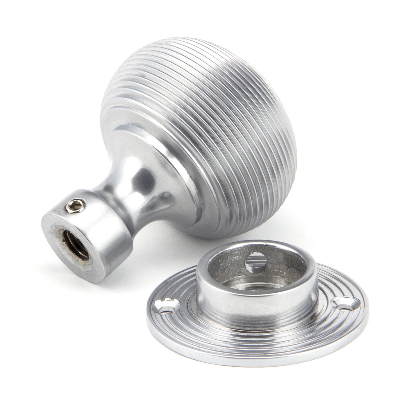 Satin Chrome Heavy Beehive Mortice/Rim Knob Set view