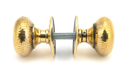 Aged Brass Hammered Mushroom Mortice/Rim Knob Set