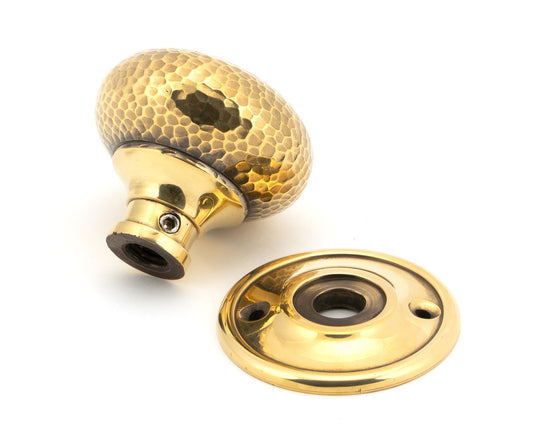 Aged Brass Hammered Mushroom Mortice/Rim Knob Set
