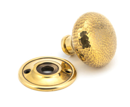 Aged Brass Hammered Mushroom Mortice/Rim Knob Set