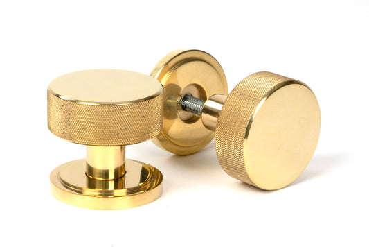 Polished Brass Brompton Mortice/Rim Knob Set
