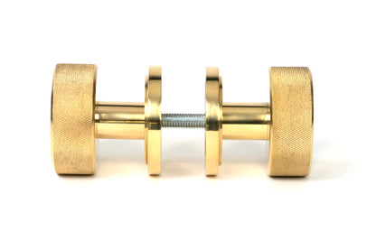 Polished Brass Brompton Mortice/Rim Knob Set side by side