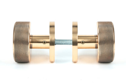 Polished Bronze Brompton Mortice/Rim Knob Set Side by side