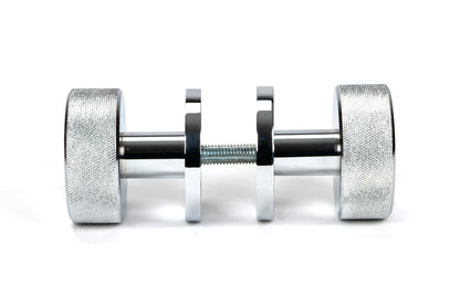Polished Chrome Brompton Mortice/Rim Knob Set Side by side