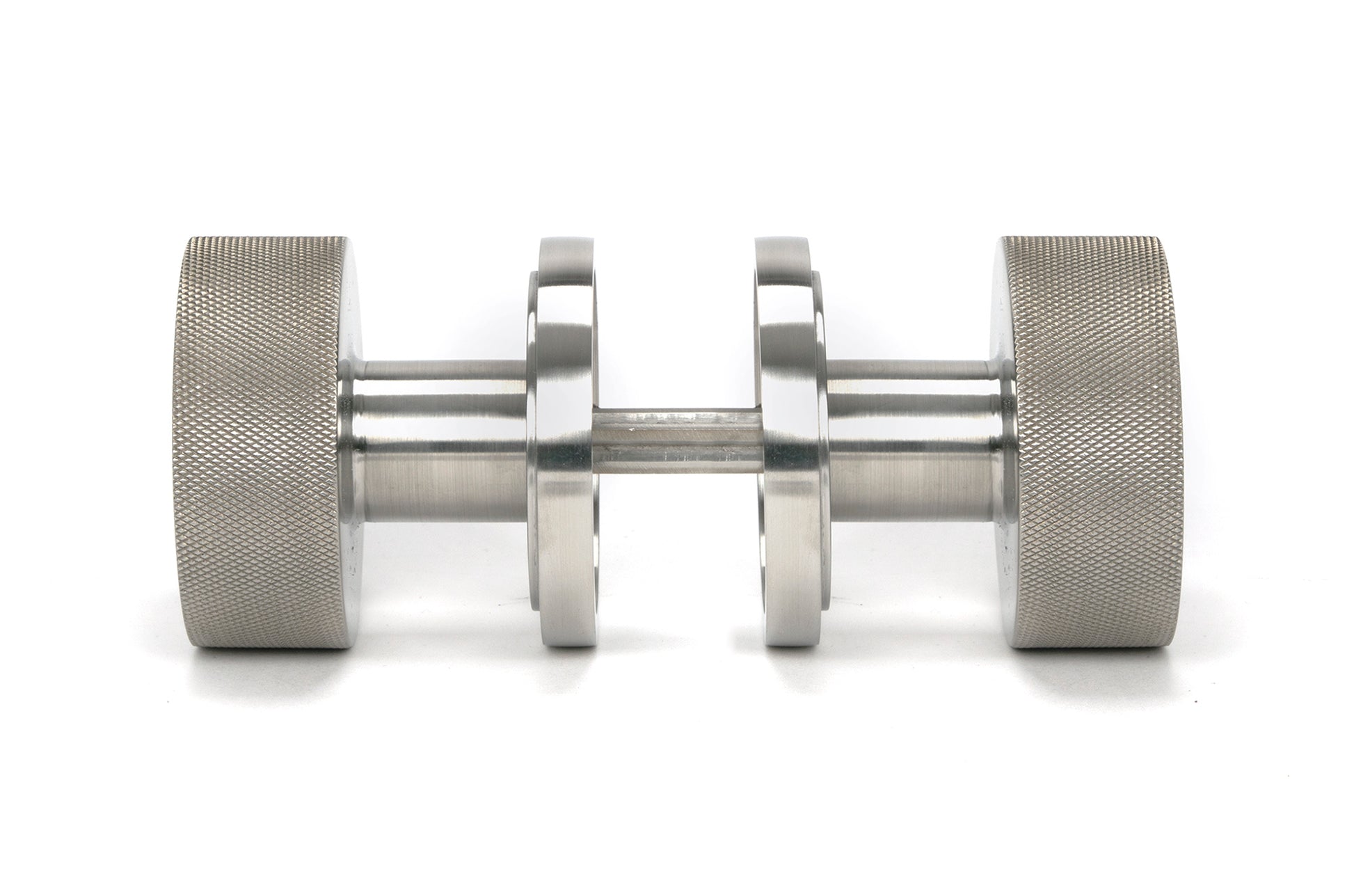 Satin Marine SS (316) Brompton Mortice/Rim Knob Set (Plain) side by side