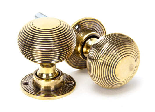 Aged Brass Beehive Mortice Door Knob