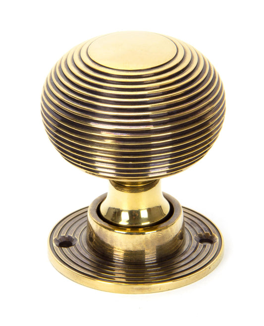 Aged Brass Beehive Mortice Door Knob single