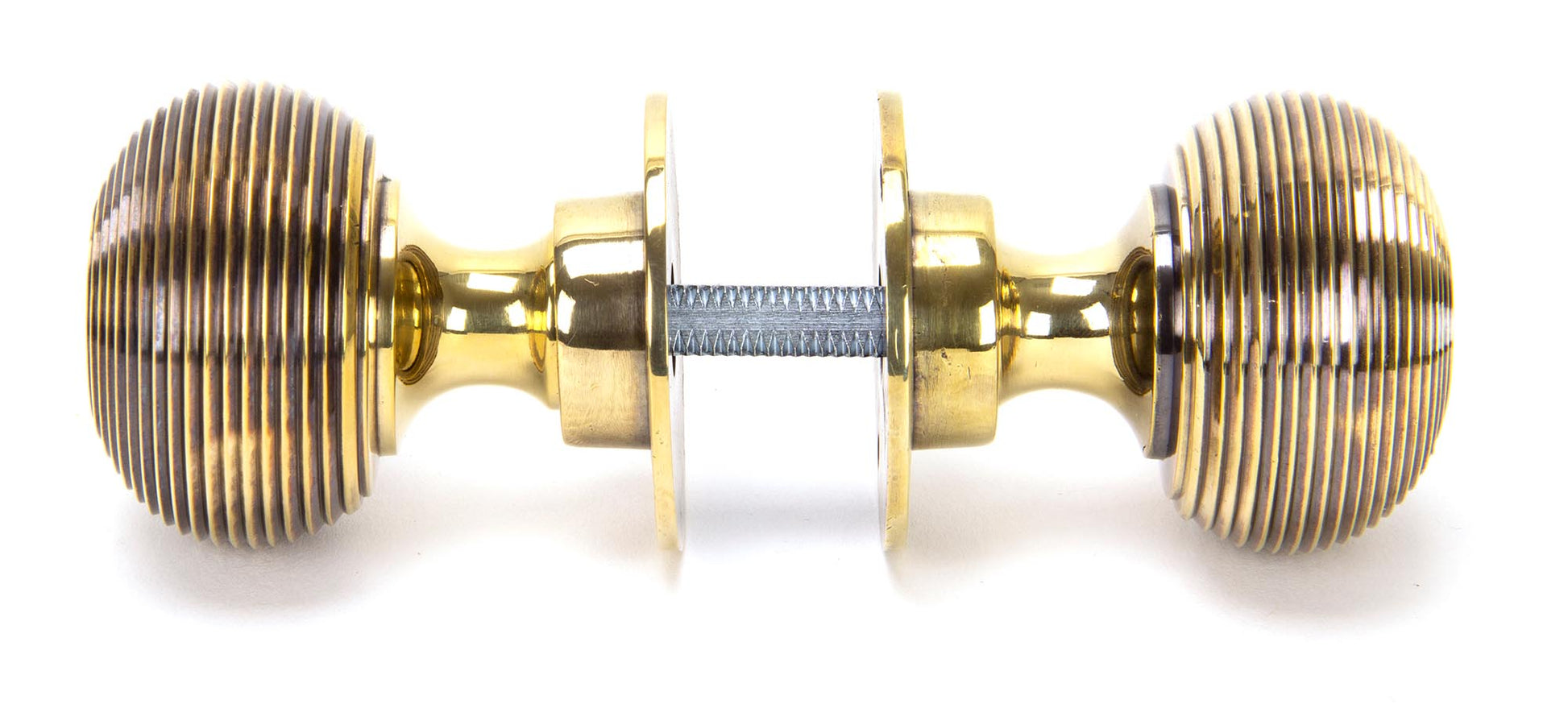 Aged Brass Beehive Mortice Door Knob connected
