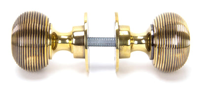 Aged Brass Heavy Beehive Mortice/Rim Knob Set