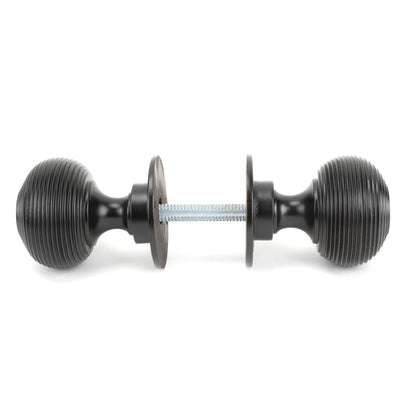 Matt Black Heavy Beehive Mortice/Rim Knob Set