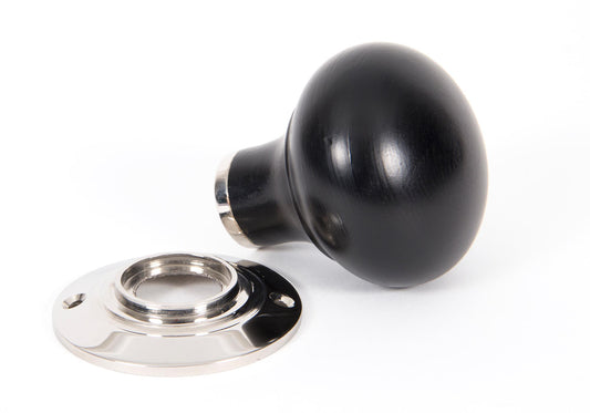 Ebony and Polished Nickel Bun Mortice/Rim Knob Set