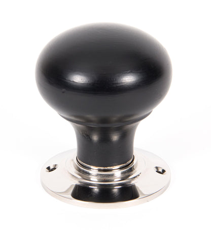 Ebony and Polished Nickel Bun Mortice/Rim Knob Set