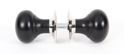 Ebony and Polished Nickel Bun Mortice/Rim Knob Set