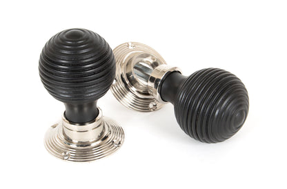 Ebony and Polished Nickel Beehive Mortice/Rim Knob Set