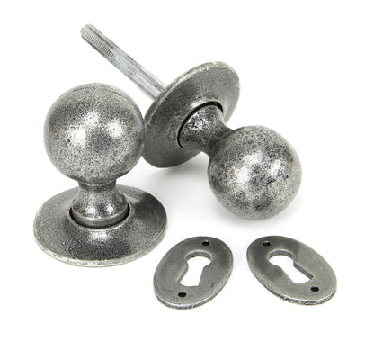 Pewter Patina Beeswax Round Mortice/Rim Knob Set