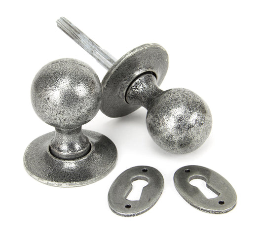 Pewter Patina Beeswax Round Mortice/Rim Knob Set