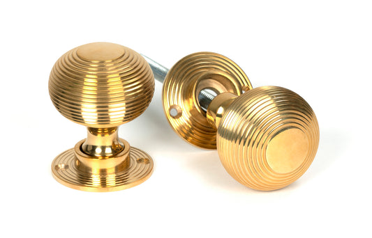 Polished Bronze Heavy Beehive Mortice/Rim Knob Set