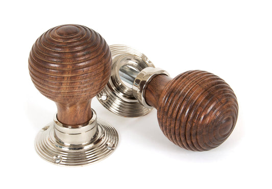 Rosewood and Polished Nickel Beehive Mortice/Rim Knob Set