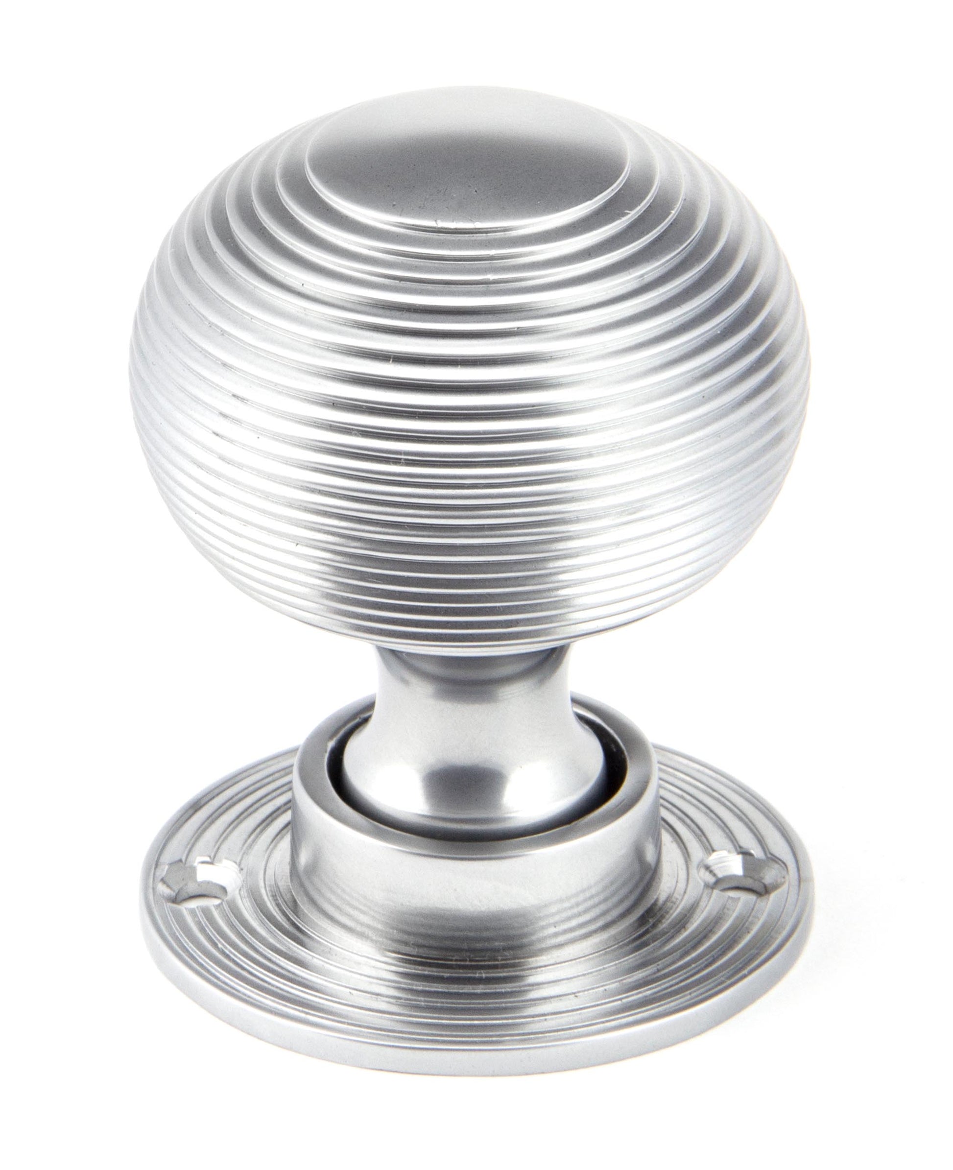 Satin Chrome Heavy Beehive Mortice/Rim Knob Set single