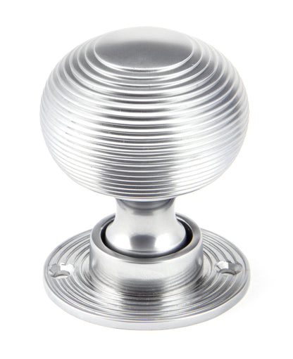 Satin Chrome Heavy Beehive Mortice/Rim Knob Set single
