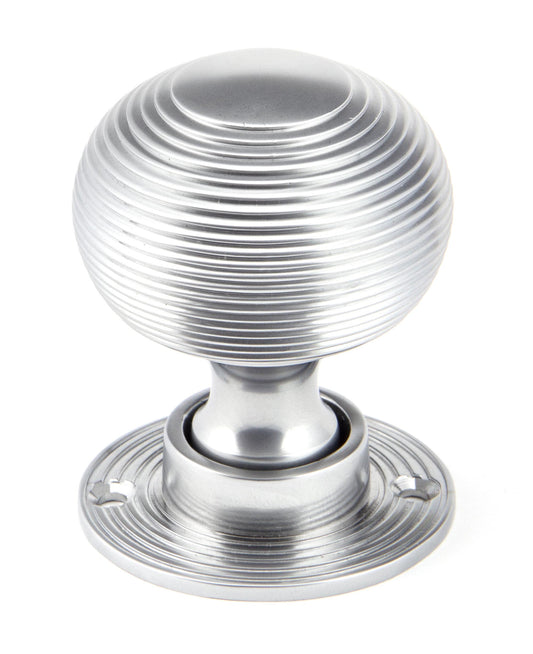 Satin Chrome Heavy Beehive Mortice/Rim Knob Set single