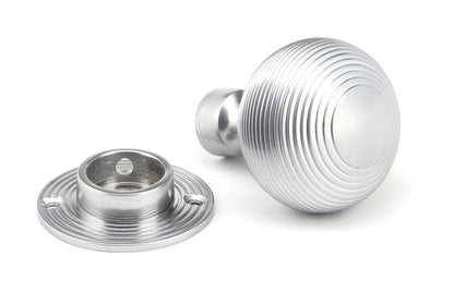 Satin Chrome Heavy Beehive Mortice/Rim Knob Set pieces