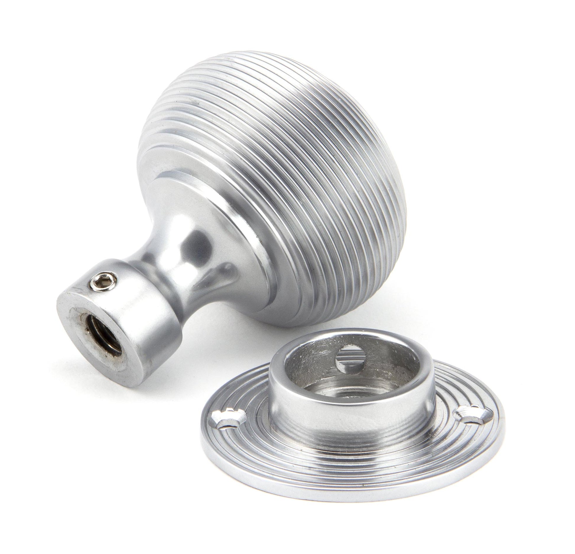 Satin Chrome Heavy Beehive Mortice/Rim Knob Set view