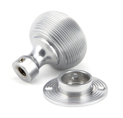 Satin Chrome Heavy Beehive Mortice/Rim Knob Set view